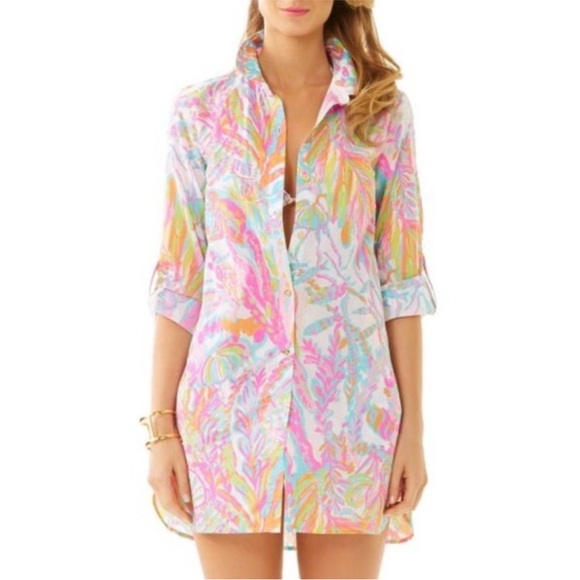 Lilly Pulitzer Jupiter Island Tunic SZ M Scuba To Cuba - Picture 2 of 16
